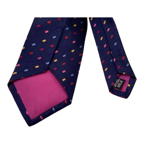 DUCHAMP LONDON Blue Geometric Silk Tie Hand  Made In England 58-"3".3/4 EX COND - Picture 4 of 8